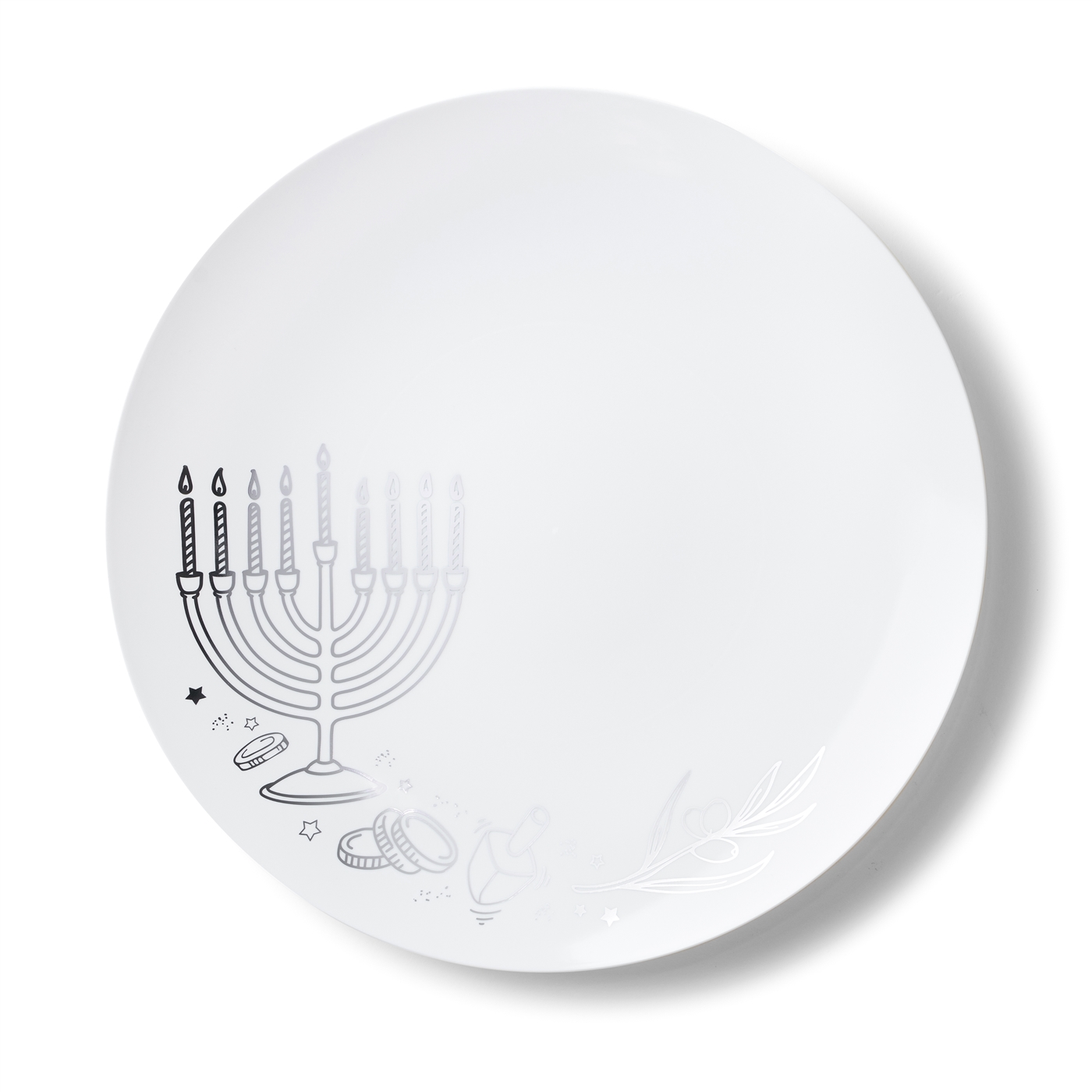 Decor Chanukah Plates Collection White with Silver