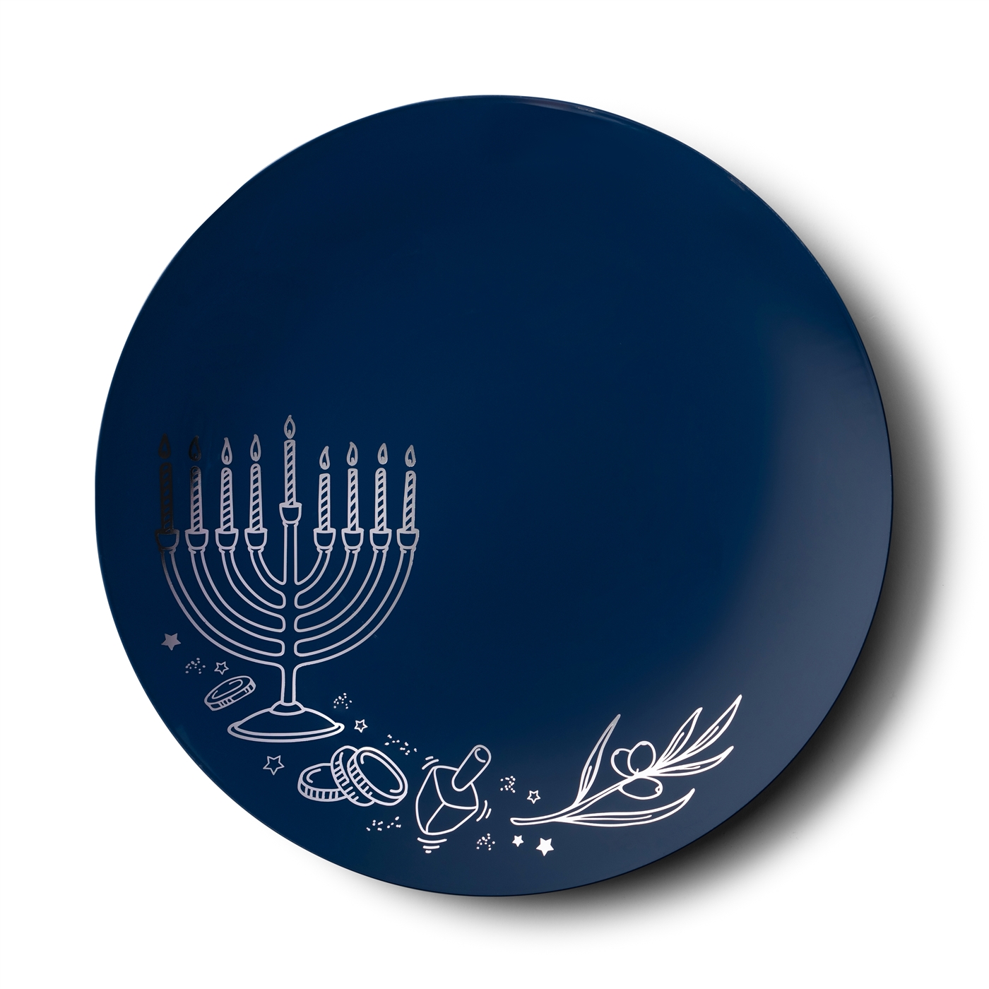 Decor Chanukah Plates Collection Navy Blue with Silver