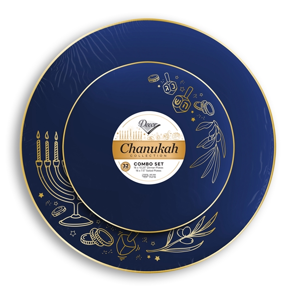 Decor Round Chanukah Collection Navy Blue with Gold