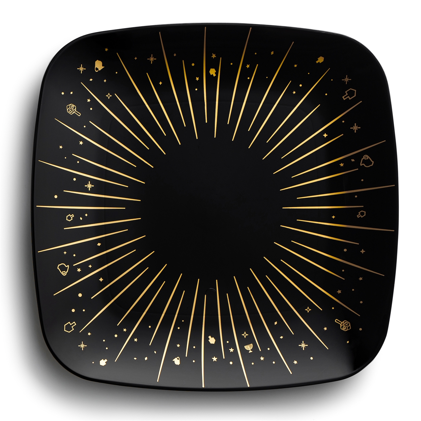 Decor Chanukah Square Plates Collection Black with Gold