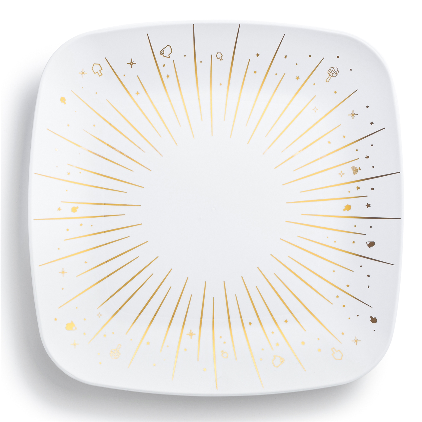 Decor Chanukah Square Plates Collection White with Gold