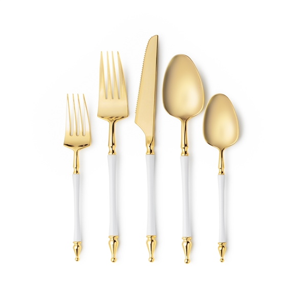 Decor Sophisticate Flatware Collection Gold/White-40ct