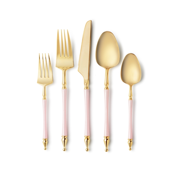 Decor Sophisticate Flatware Collection Gold/Pink-40ct