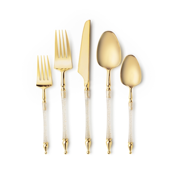 Decor Sophisticate Flatware Collection Gold/Gold Glitter-40ct