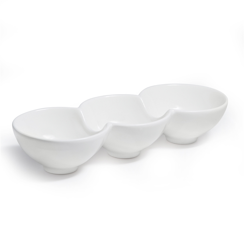 White Porcelain 3-Section Dish #4821 - Decorative Dinner Party Accents