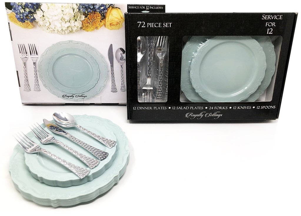 Casual Collection Turquoise Plates and Cutlery