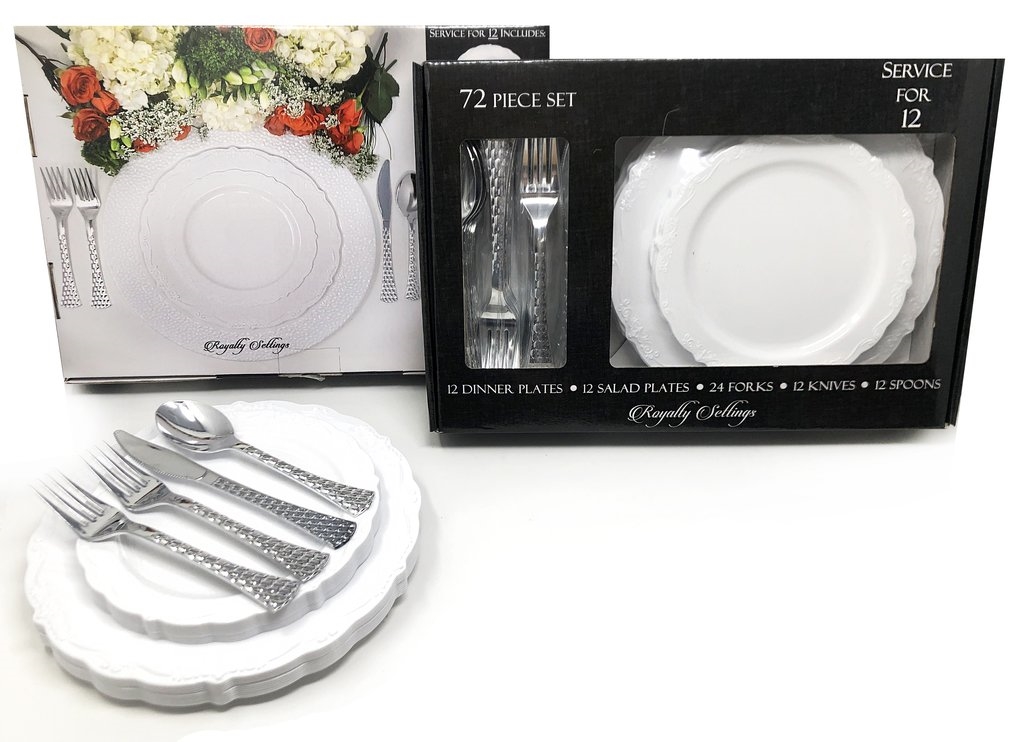 Casual Collection White Plates and Cutlery