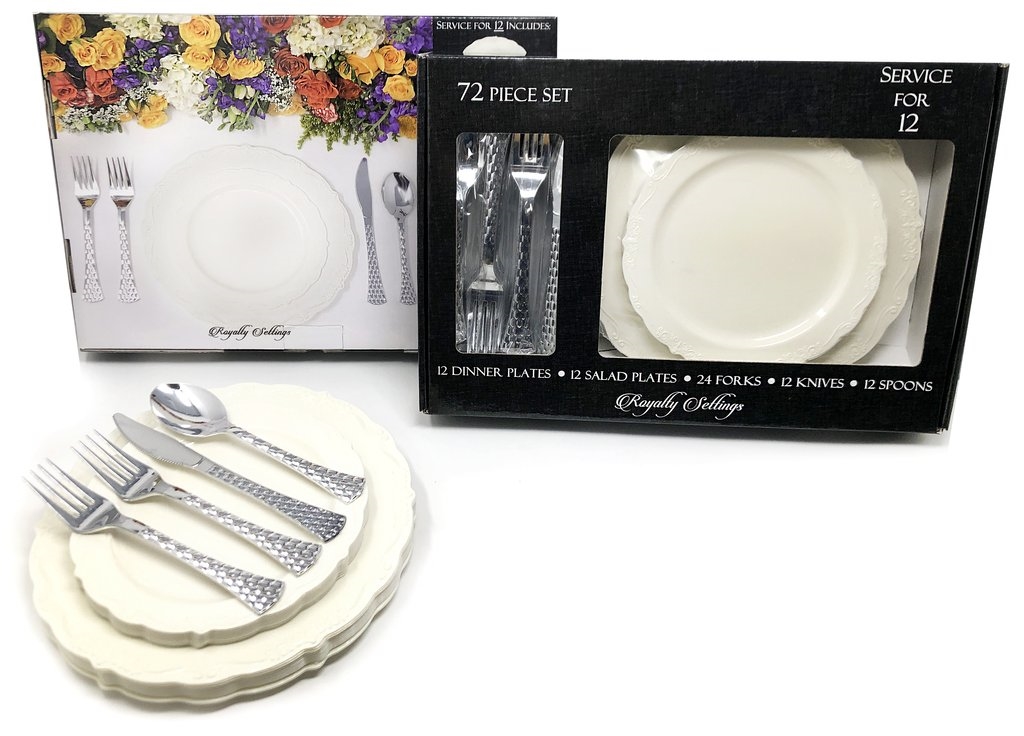 Plastic Plates - Silver Vintage Salad Plate