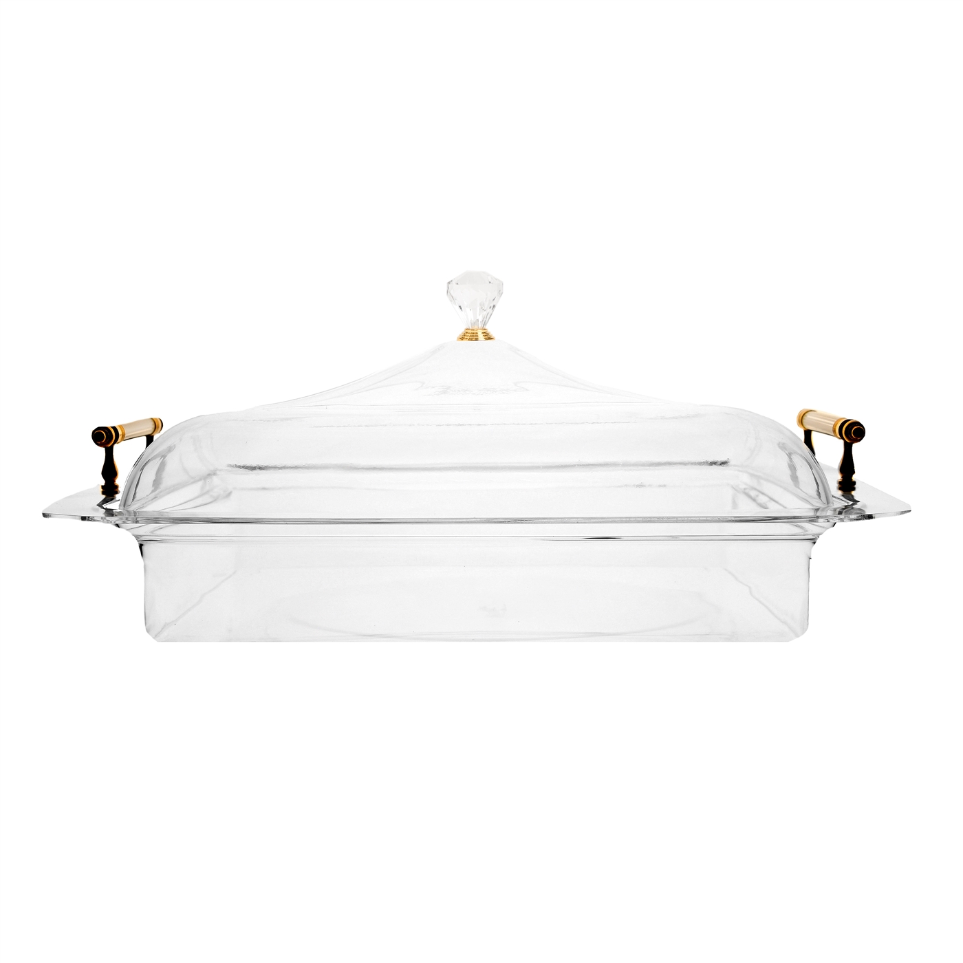 Lucite Large Serving Tray with Gold Accents