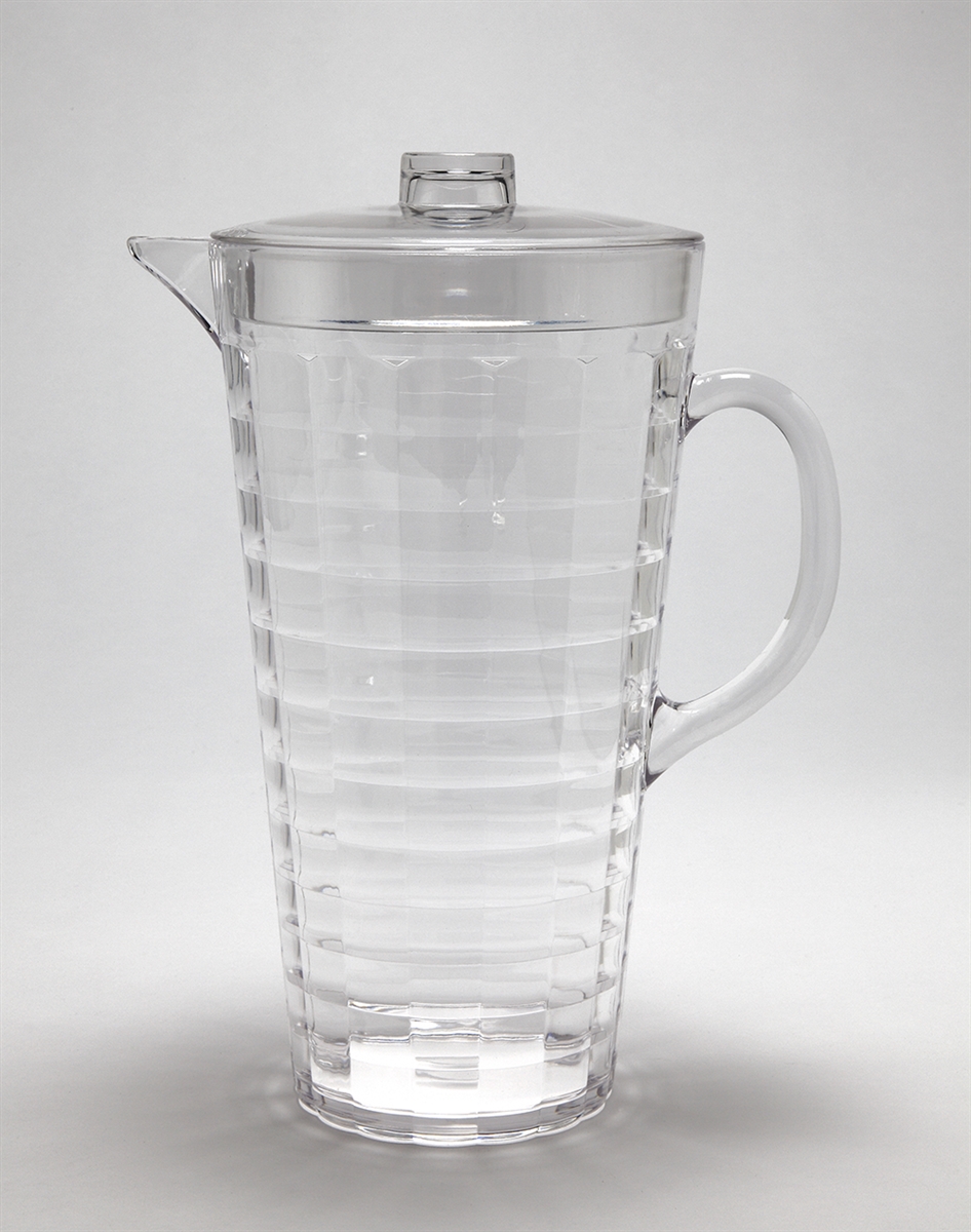 Large Crystal Lucite Pitcher With Boxed Design - Lucite Dinnerware