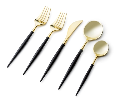Noble Collection Cutlery 40 Pc w/ Black and Gold