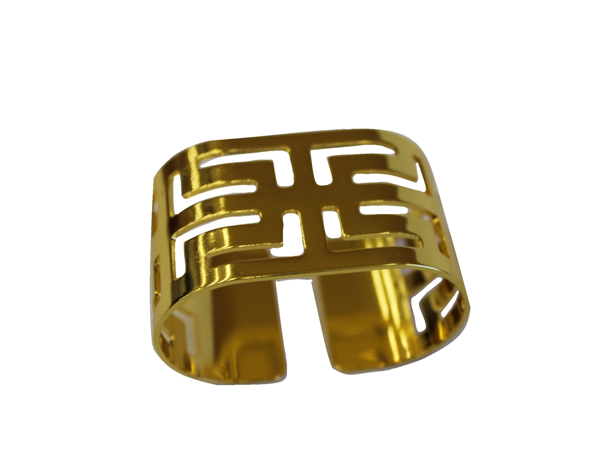 Gold Geometric Design Napkin Rings - Set of 4