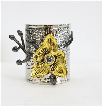 Golden Daffodil Single Napkin Ring Cuff w/ Stone