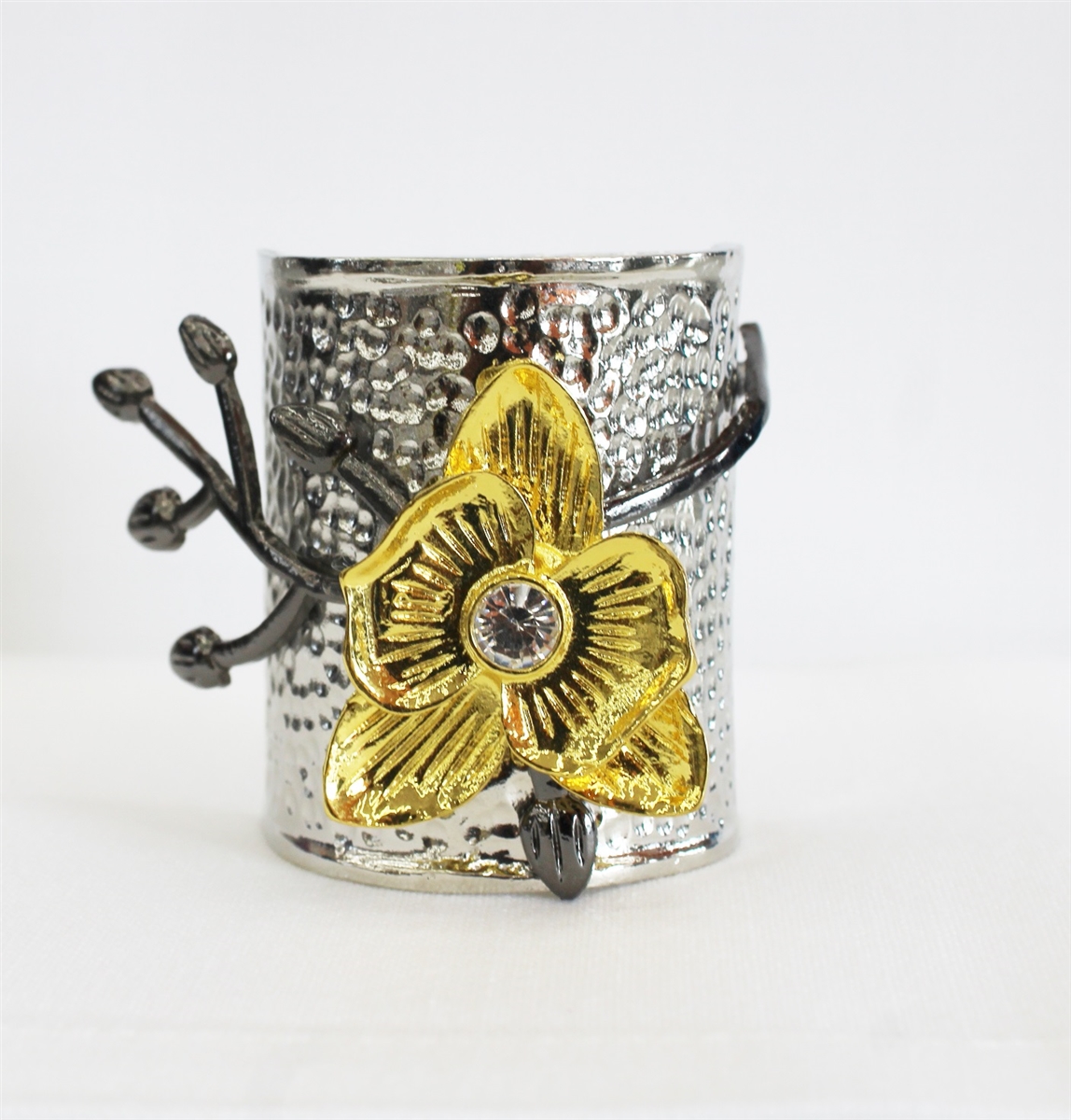 Golden Daffodil Single Napkin Ring Cuff w/ Stone