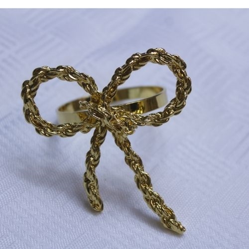 Gold Rope Knots Napkin Ring Set of 4 - Set of 4, Decorative Table Accessories