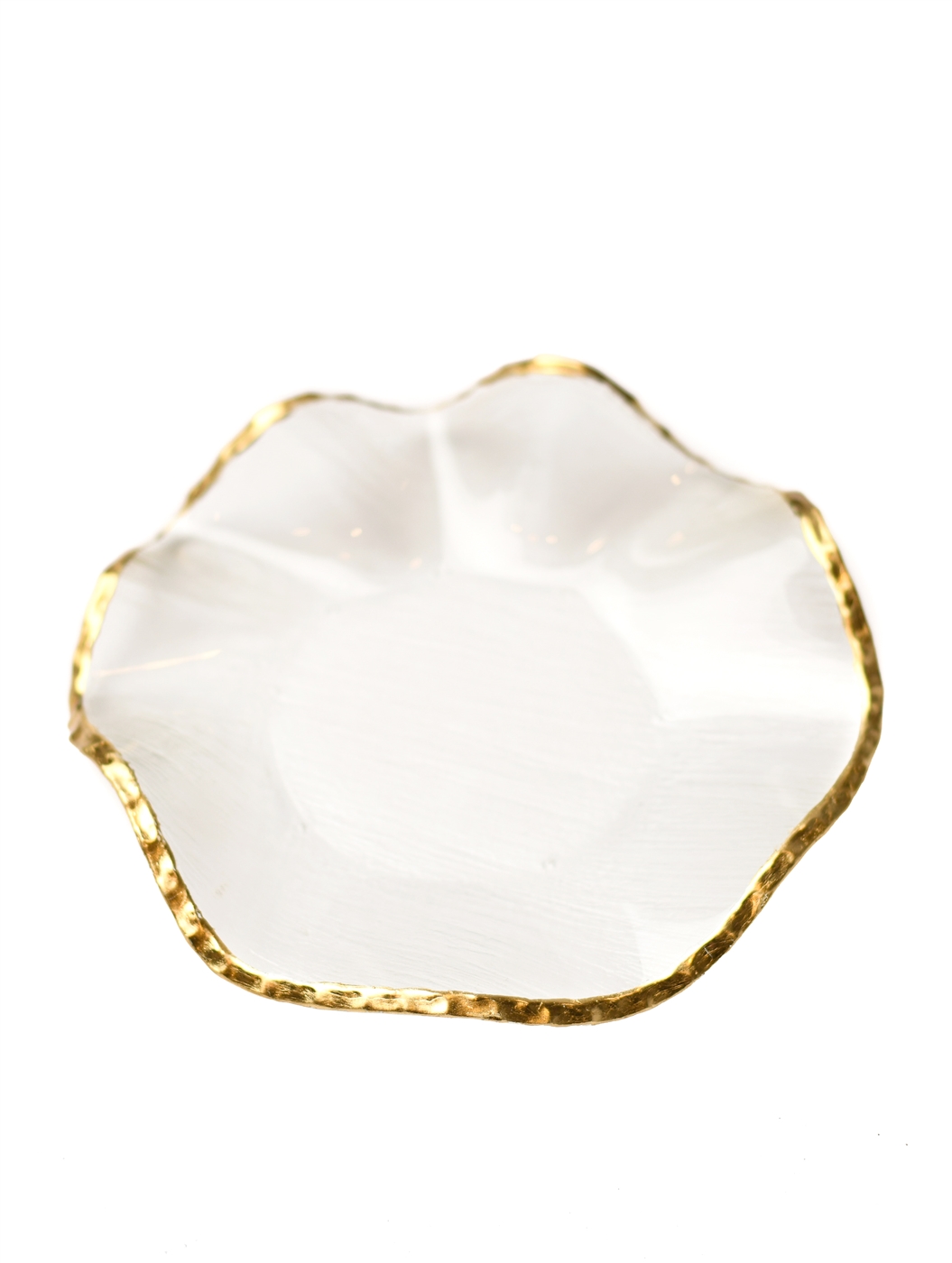 Clear Glass Tray with Gold Rim