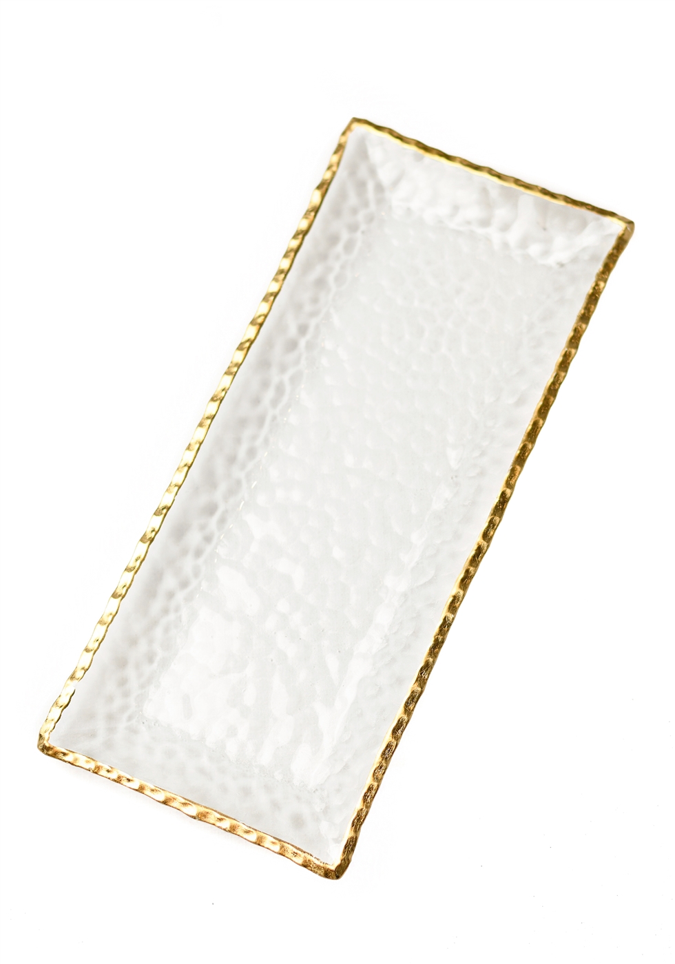 Clear Rectangular Glass Tray with Gold Rim-LG