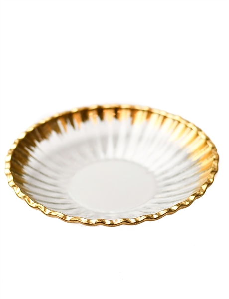 Clear Round Glass Bowl  with Gold Rim