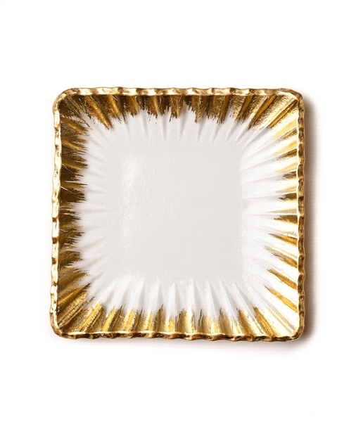 Clear Square Glass Tray with Gold Rim