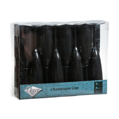 Black Champagne Cups 6 oz  8 Ct