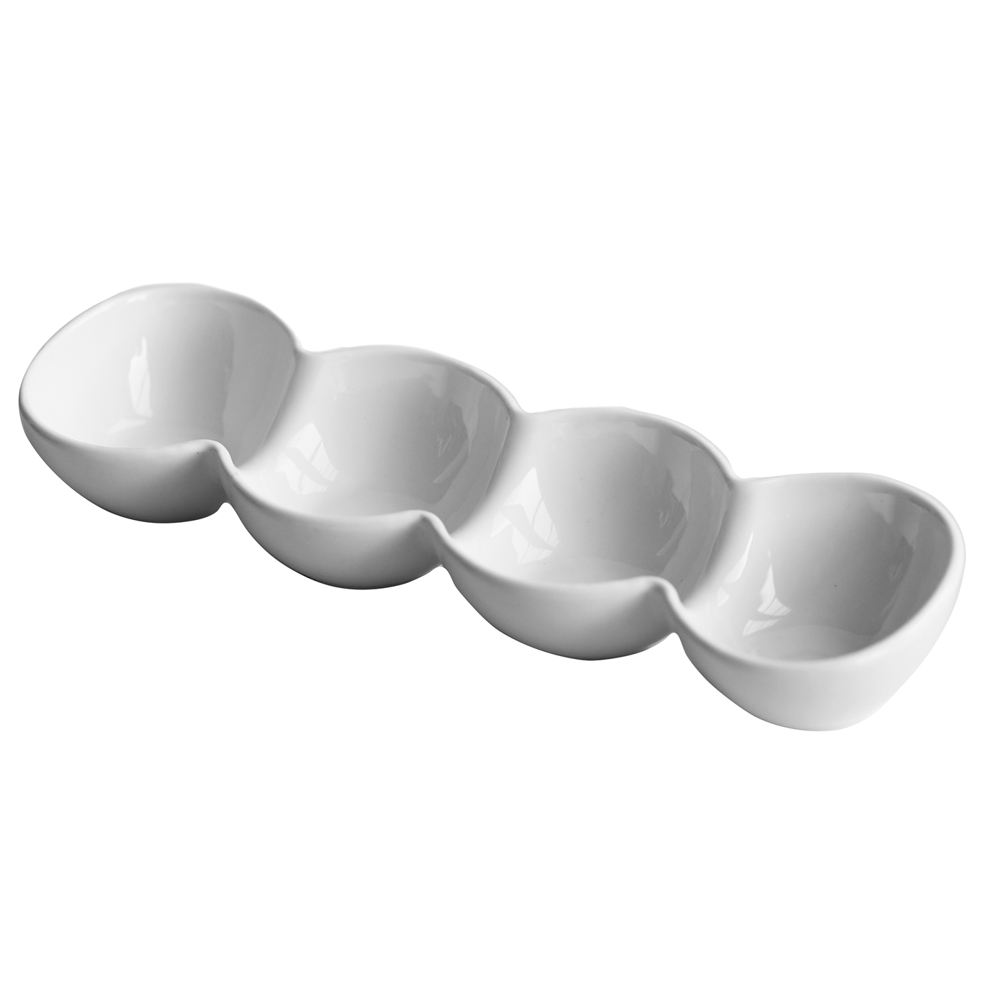 White 4 Round Section Ceramic Dish #5337