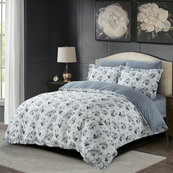 French Rose 8PC 100% Cotton Bedding Set - 300 Thread Count