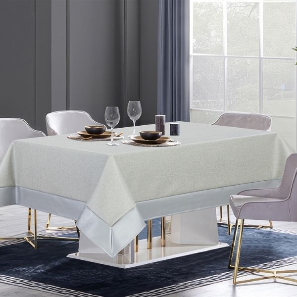 Amsterdam Grey and Silver Faux Leather Tablecloth