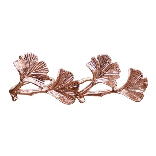 Rose Gold Leaf Napkin Ring Set of 4Napkin Rings - Set of 4, Decorative Table Accessories