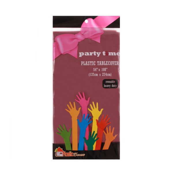 Party Time Plastic Table Cover in Maroon