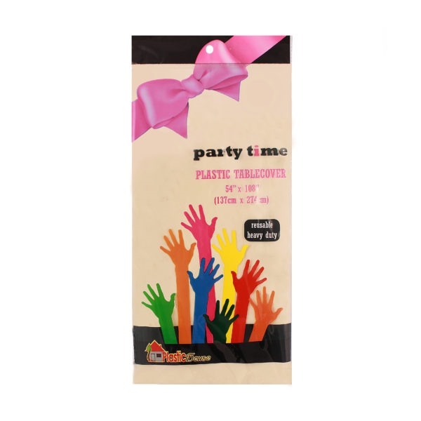 Party Time Plastic Table Cover in Ivory