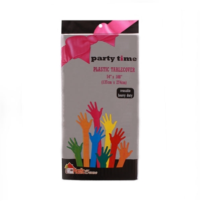 Party Time Plastic Table Cover in Silver