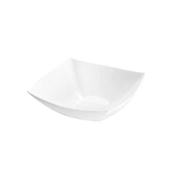 Fancy Square White Plastic Serving Bowls - 16oz - 4 per Pack, modern disposable bowls for parties