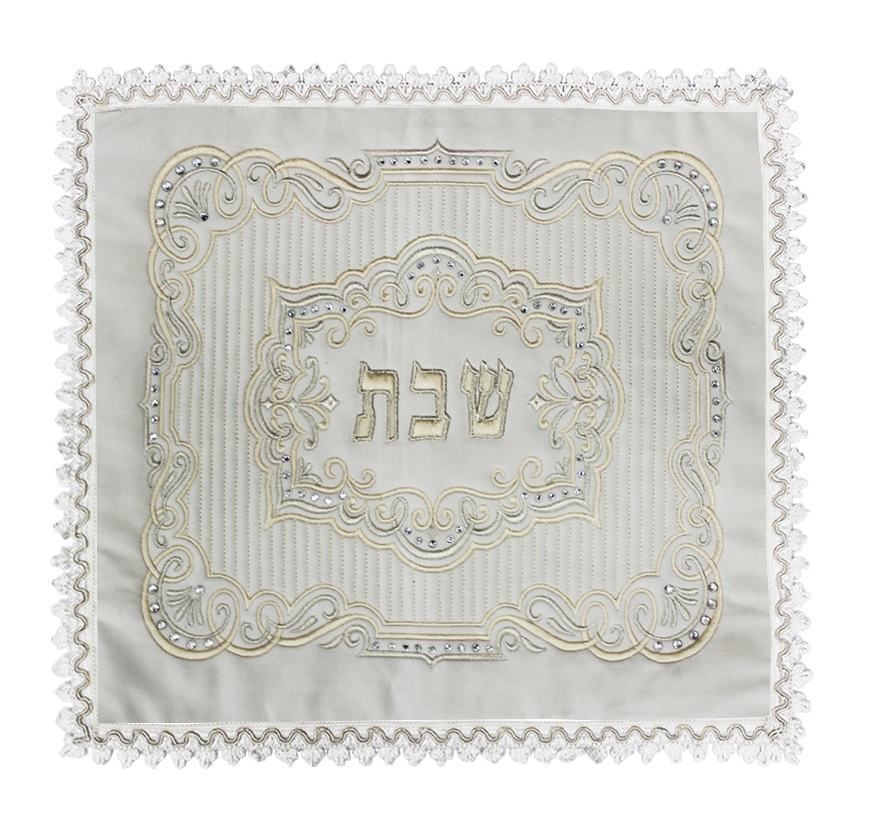 Medium Ecru Velvet 02v Challah Cover #9409 - Judaica Shop Online