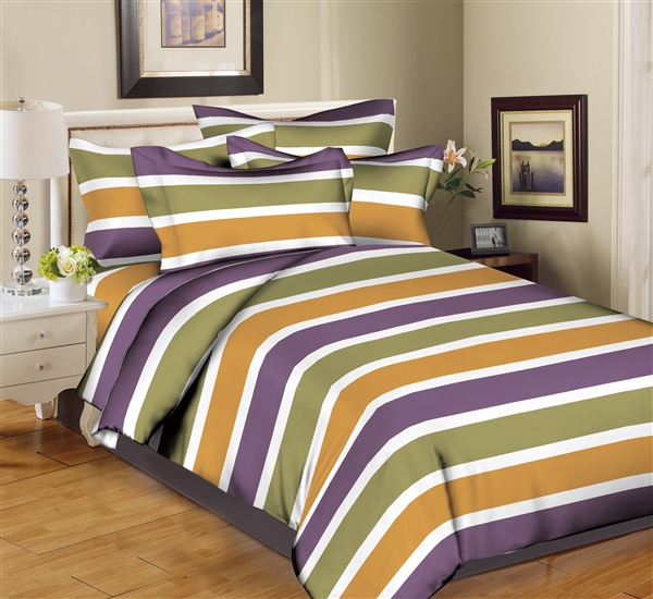 Better Bed Collection: Purple Stripes 8PC Bedding Sets - 200 Thread Count