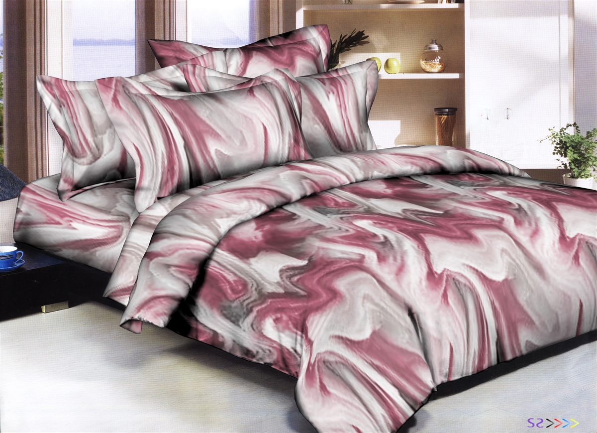 Better Bed Collection: Marble Swirls Pink 8PC Bedding Sets - 300 Thread Count