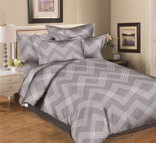 Better Bed Collection: Inverted Chevron Gray 8PC  Bedding Sets- 200 Thread Count