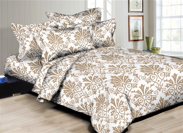 Aristocratic Crest Taupe 8PC Bedding Sets- 300 Thread Count