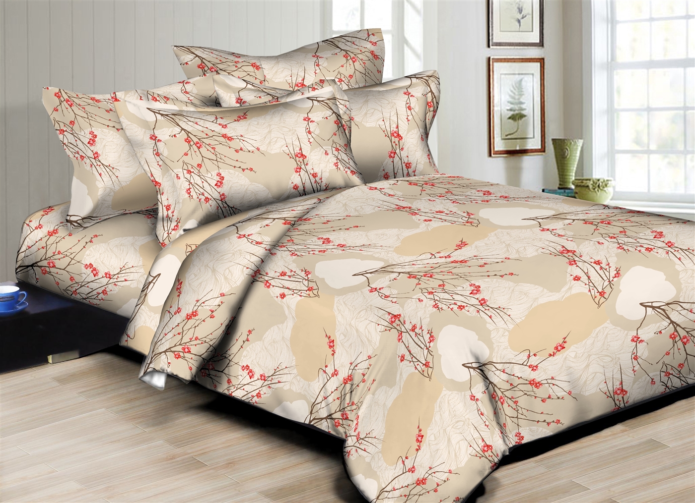 Coral Branches 8PC  Bedding Sets- 300 Thread Count