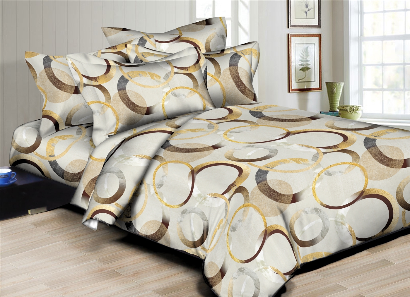 Better Bed Collection: Moonlit Spheres 8PC Bedding Sets - 300 Thread Count