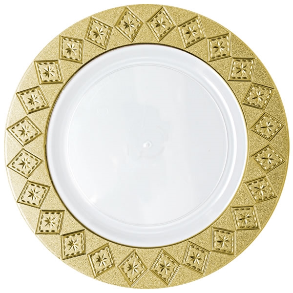 Decor Imperial Collection Gold/White Plates - 10 Count - Choose Plate Size