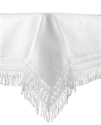 FYH066 White Fringed Lace Tablecloth