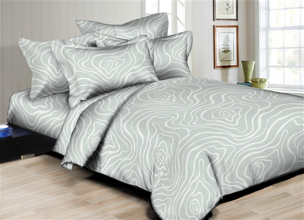 Better Bed Collection: New Dimension Grey-Light Green 8PC Bedding Sets - 300 Thread Count