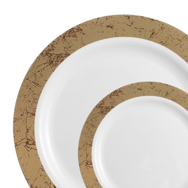 Marble Dinnerware Luxury Disposable Plates - White/Gold Marble - Choose Plate Size