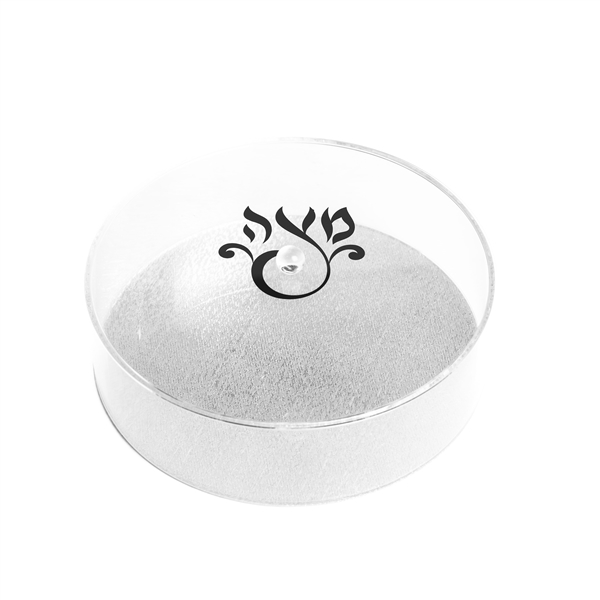 Clear with Silver Base Round  Matzah Box 14"