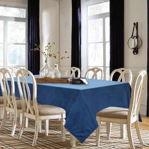 Santa Monica Blue Velvet Tablecloth