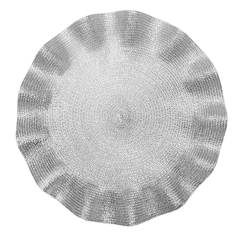 Wavy Silver Glitter Swirl Charger, Silver Glitter Placemats Round