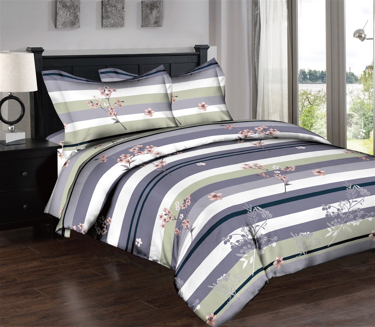Stripes & Stems 6PC Twin Bedding Set