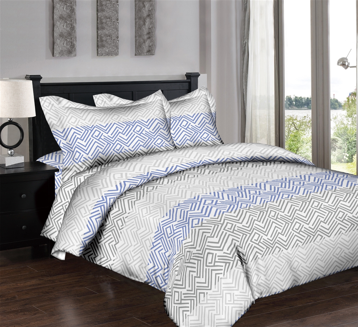 Superiority Linen: Multicolor Maze 6pc Bedding Set Blue