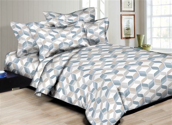 Superior Linen: Dimensional Design Blue 6PC  Bedding Set