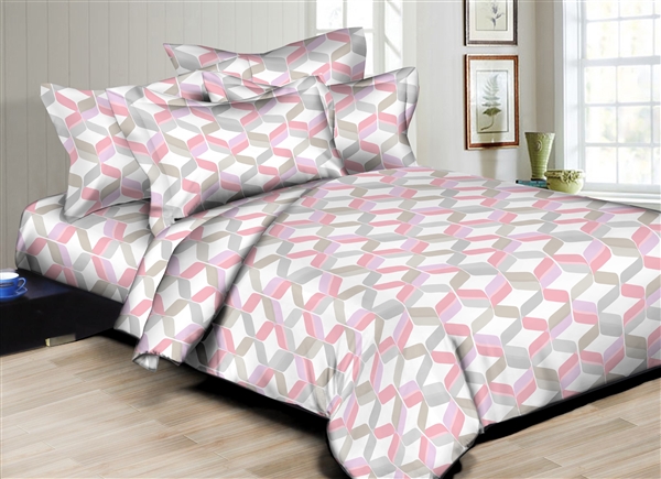 Superior Linen: Dimensional Design Pink 6PC  Bedding Set